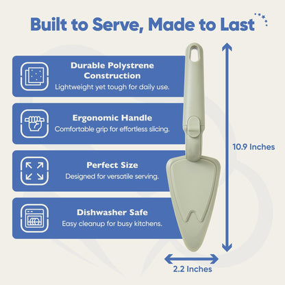 Chef's Path Easy Release Cake & Pie Server Lift-and-Serve Sage Green