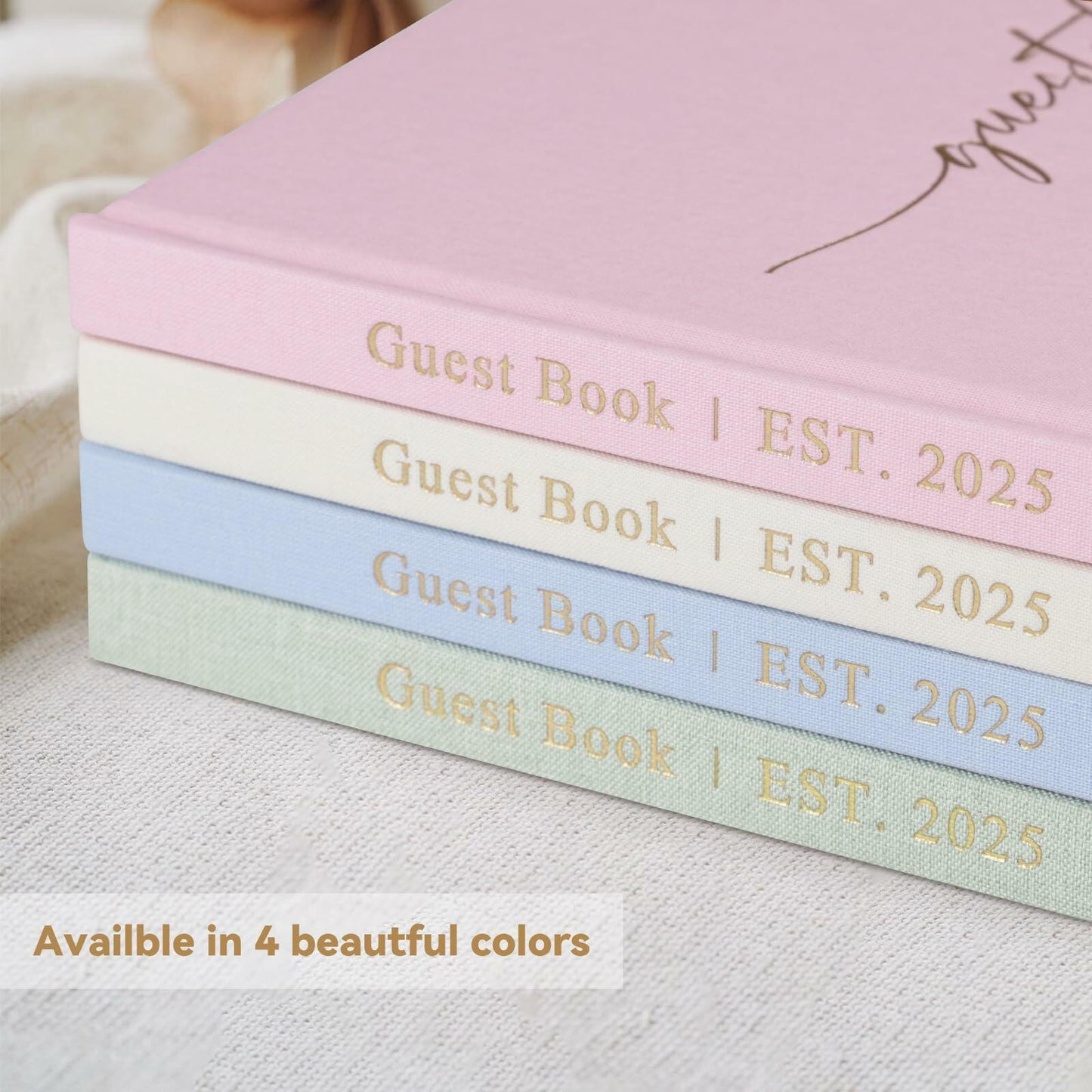 1DOT2 Wedding Guest Book 2025 Linen Photo Beige 100 Pages Acid Free Paper