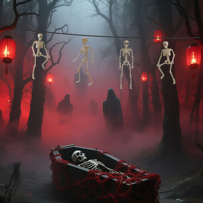 GONOSEED 5PCS 16in Posable Halloween Skeletons Hanging Decor Plastic