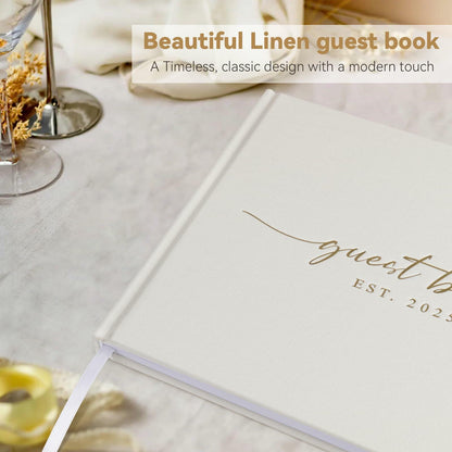 1DOT2 Wedding Guest Book 2025 Linen Photo Beige 100 Pages Acid Free Paper