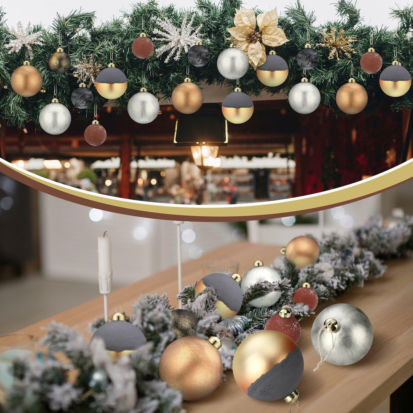 Relaxgiant 12 Pcs Neutral Brown Grey Matte Glass Christmas Ornaments 4in 2.36in