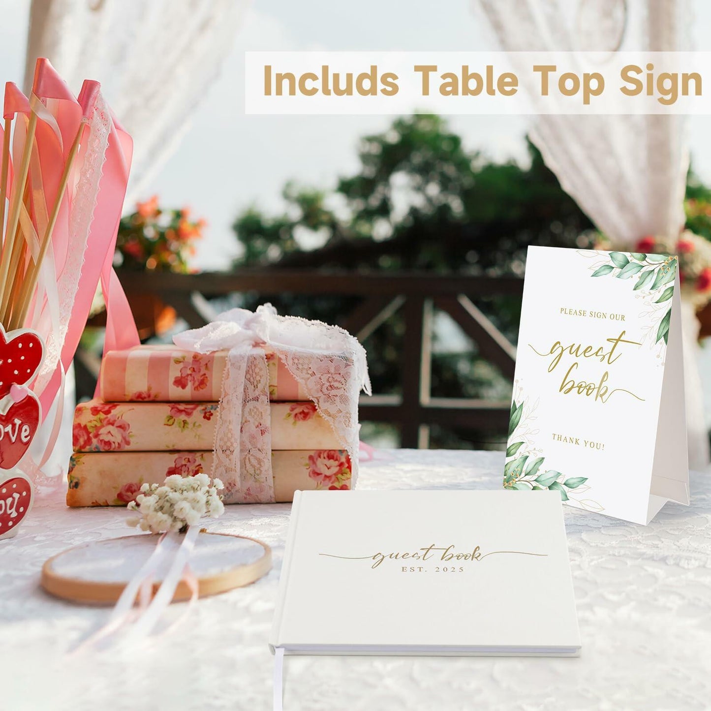 1DOT2 Wedding Guest Book 2025 Linen Photo Beige 100 Pages Acid Free Paper