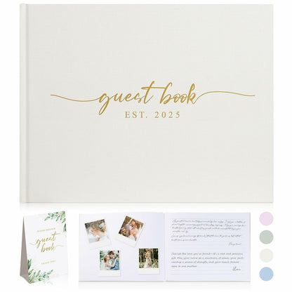 1DOT2 Wedding Guest Book 2025 Linen Photo Beige 100 Pages Acid Free Paper