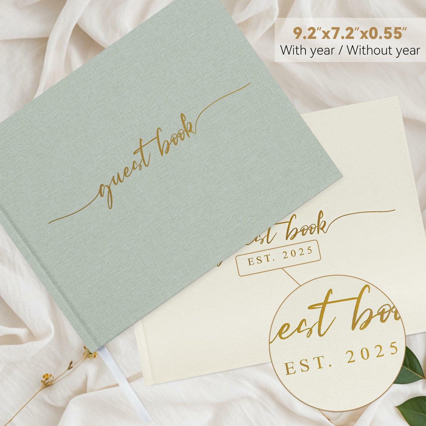 1DOT2 Wedding Guest Book 2025 Linen Photo Beige 100 Pages Acid Free Paper