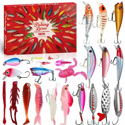 Rubypop Fishing Advent Calendar 2025 24-Day Lure Set Red Stainless Steel