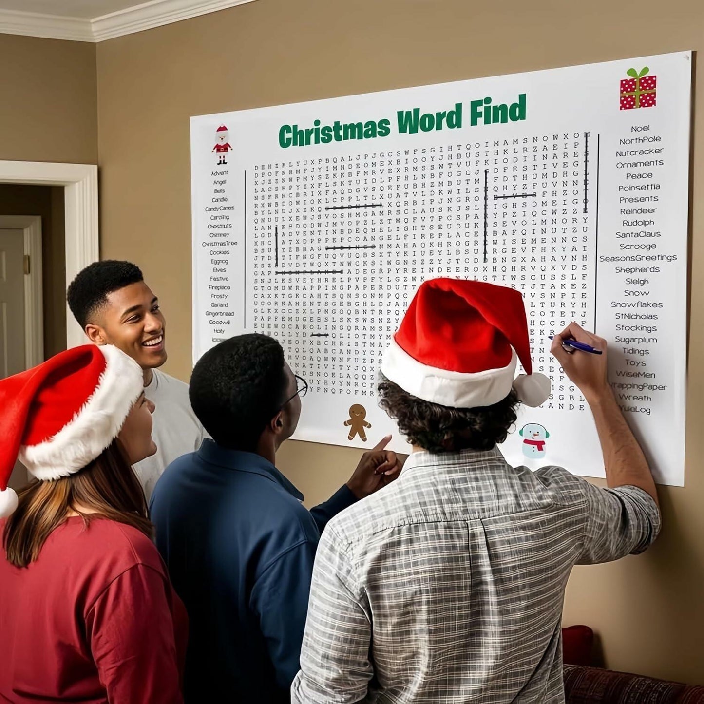 TREELYWOOD Jumbo Thanksgiving Word Search Poster 31.5x20 Paper Christmas