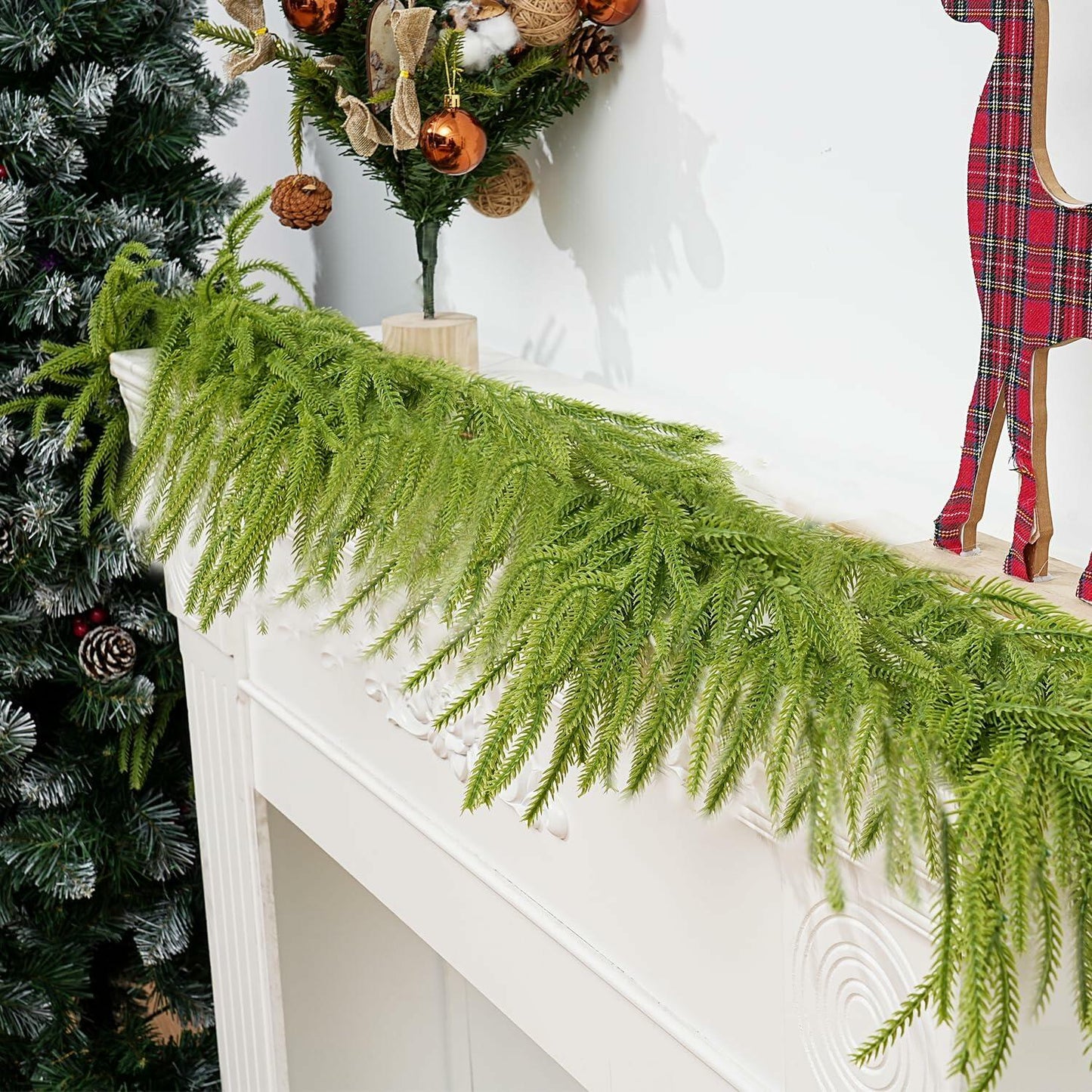 Choonshow 2PCS 6FT Norfolk Faux Pine Christmas Garland Green Decoration