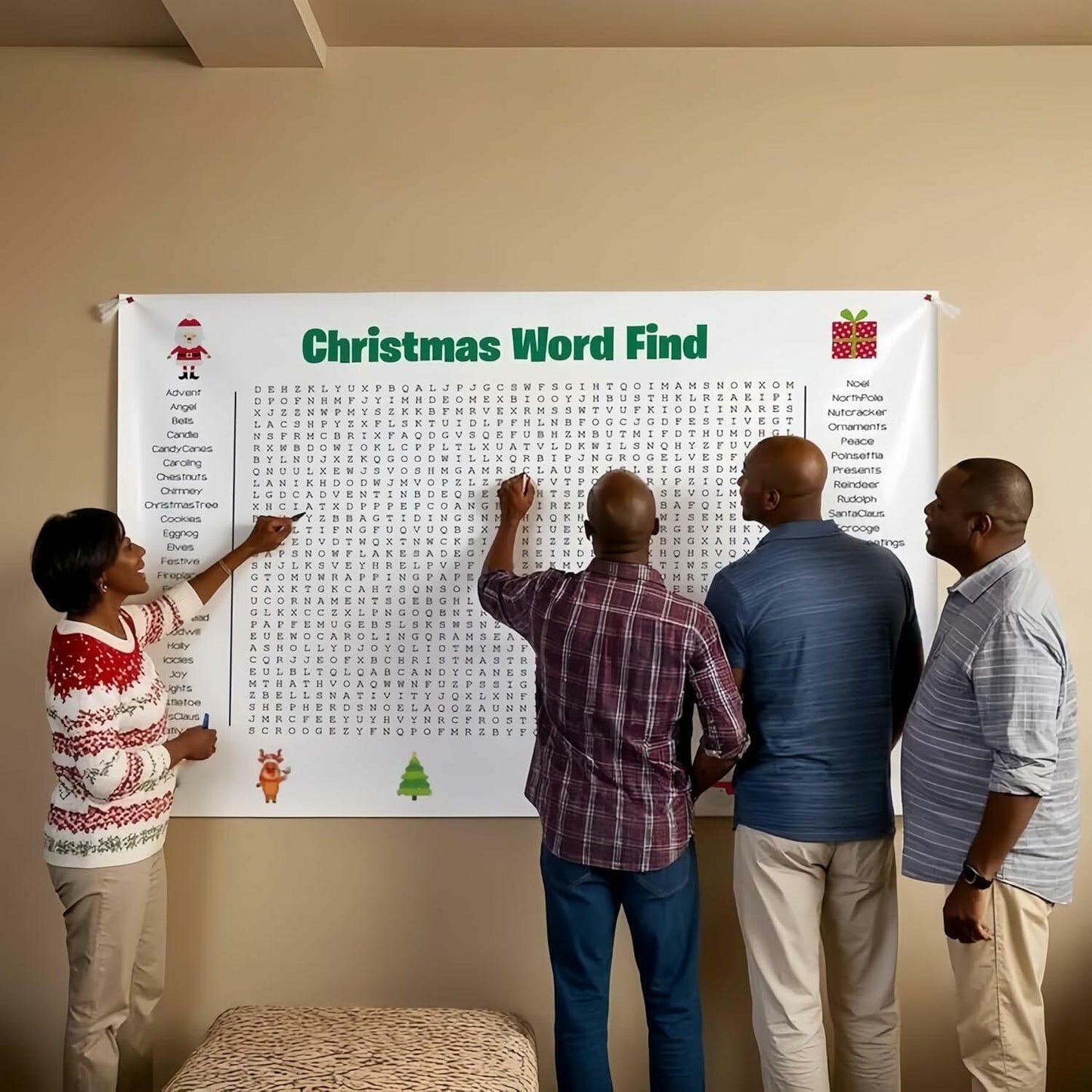 TREELYWOOD Jumbo Thanksgiving Word Search Poster 31.5x20 Paper Christmas