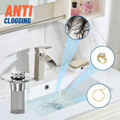 Vakabiu Bathroom Sink Drain Strainer Hair Catcher Stainless Steel 2PCS