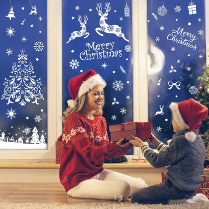 LOKIPA Christmas Window Clings Large Black Snowflakes Decals for Window