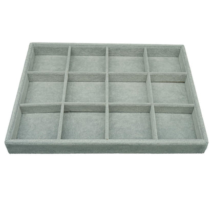 AIRZSNRY Large Velvet Jewelry Tray Drawer Organizer 12 Grid Grey