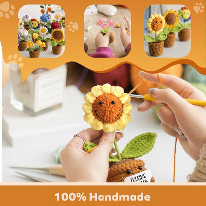 ZCLOMOLC Happy Retirement Gifts Sunflower Crochet Doll Decoration Yellow