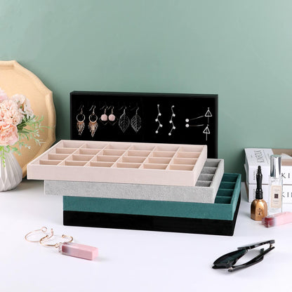 AIRZSNRY Large Velvet Jewelry Tray Drawer Organizer 12 Grid Grey