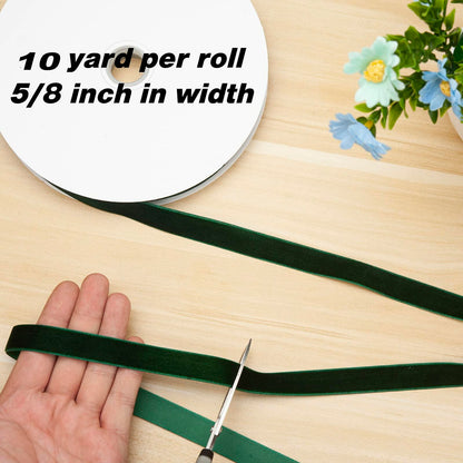 Coowayze Dark Green Velvet Ribbon 1 Inch x 10 Yd Vintage Christmas Crafting