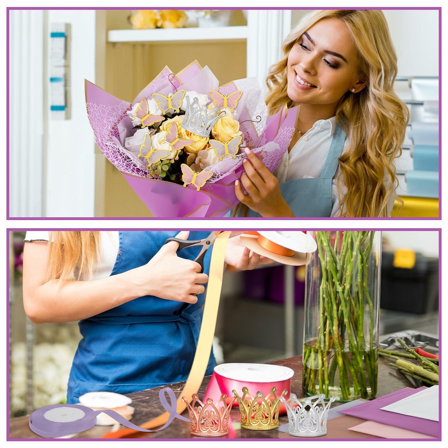 Qilery 334 Pc Flower Wrapping Paper Set Waterproof Floral Butterfly Fresh Color