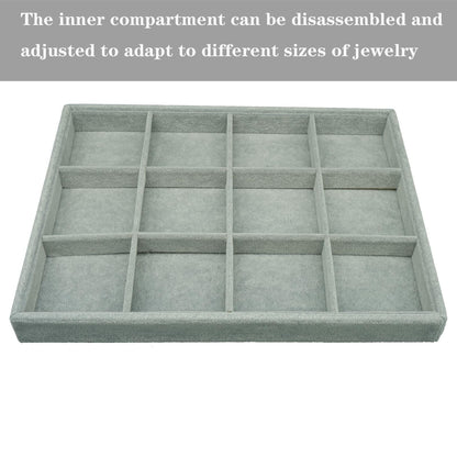 AIRZSNRY Large Velvet Jewelry Tray Drawer Organizer 12 Grid Grey