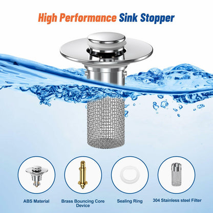Vakabiu Bathroom Sink Drain Strainer Hair Catcher Stainless Steel 2PCS