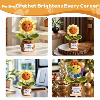 ZCLOMOLC Happy Retirement Gifts Sunflower Crochet Doll Decoration Yellow