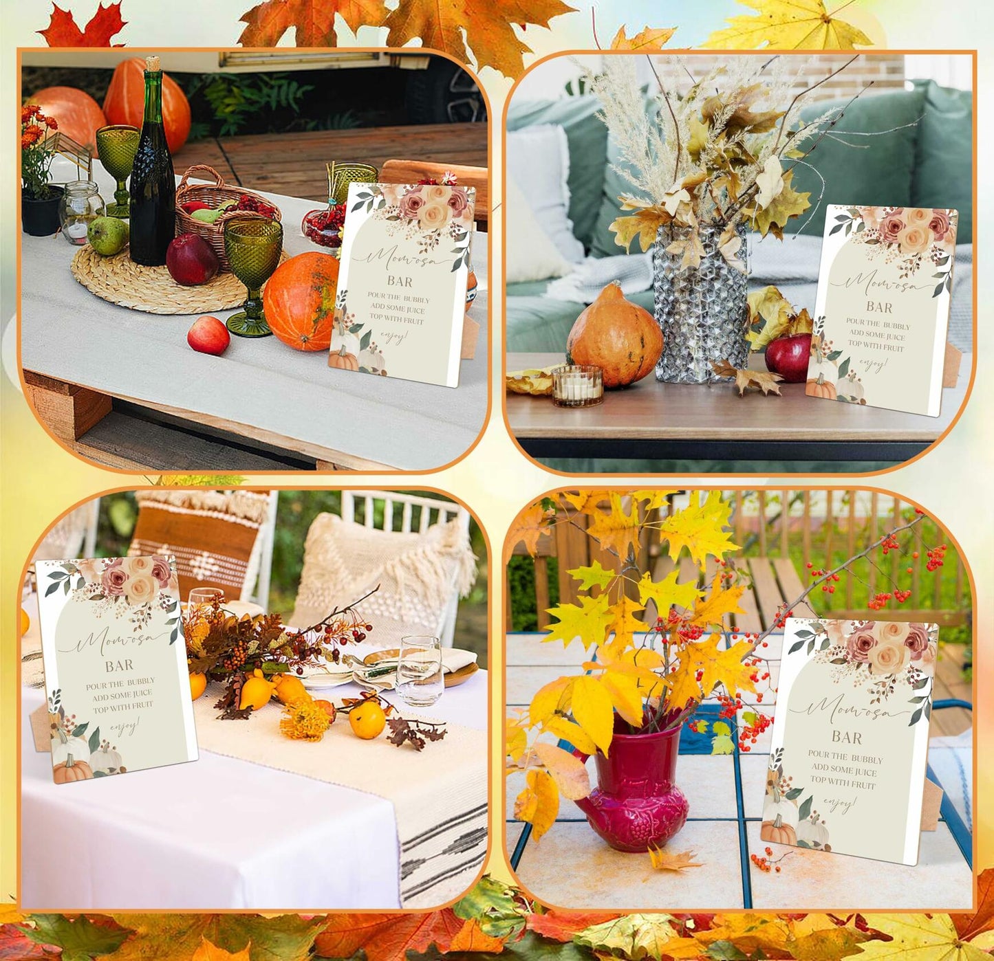Serach Pumpkin Baby Shower Table Sign Wooden Stand Fall Floral YD21