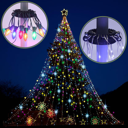 Menkxi Christmas Tree Flag Pole Mega Topper Light Hook Gold 7x5x1.75 Inch