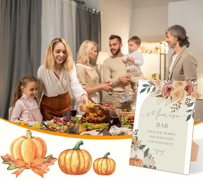 Serach Pumpkin Baby Shower Table Sign Wooden Stand Fall Floral YD21