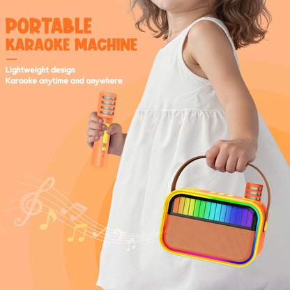 VERKB Karaoke Machine for Kids Portable Bluetooth Speaker 2 Mics Orange