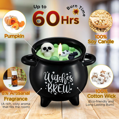 Kederwa Halloween Witch Brew Candle 14oz Black Ceramic Scented