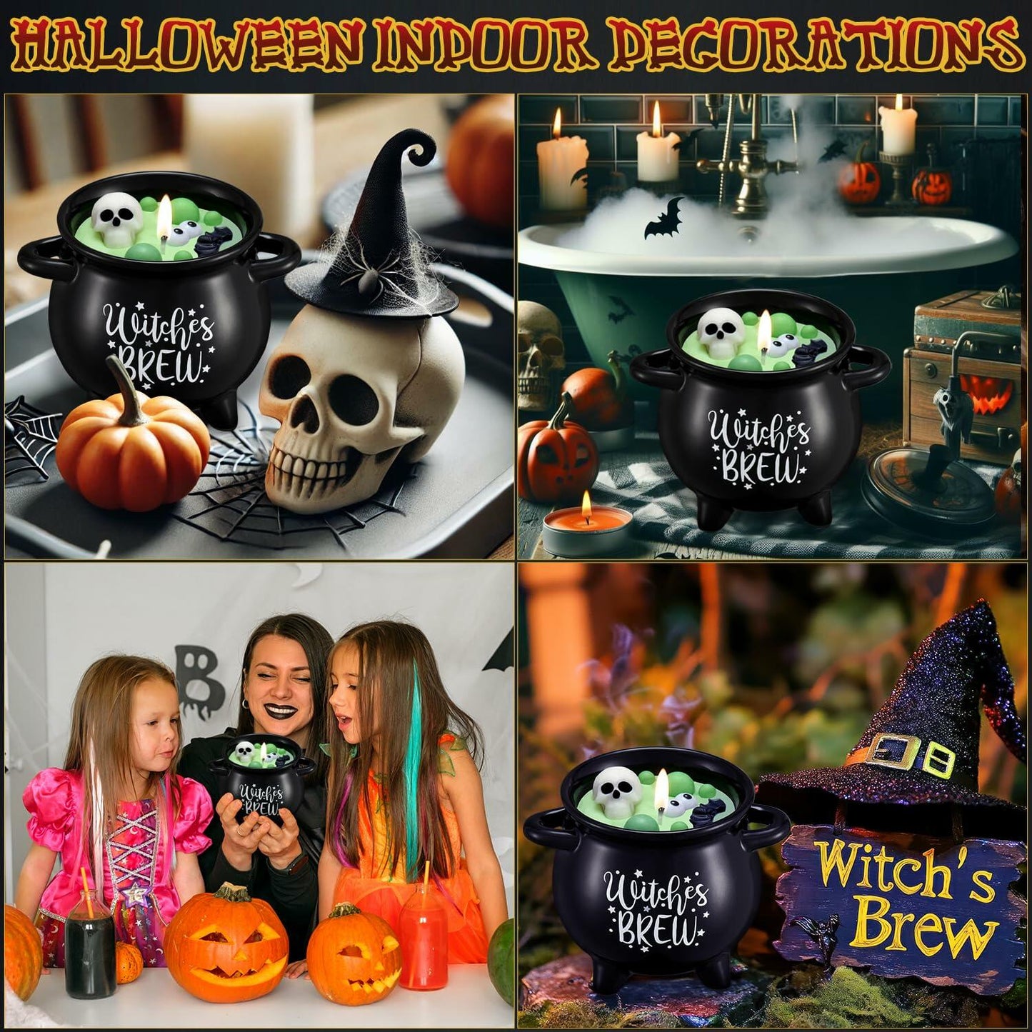 Kederwa Halloween Witch Brew Candle 14oz Black Ceramic Scented