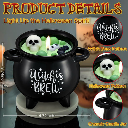 Kederwa Halloween Witch Brew Candle 14oz Black Ceramic Scented