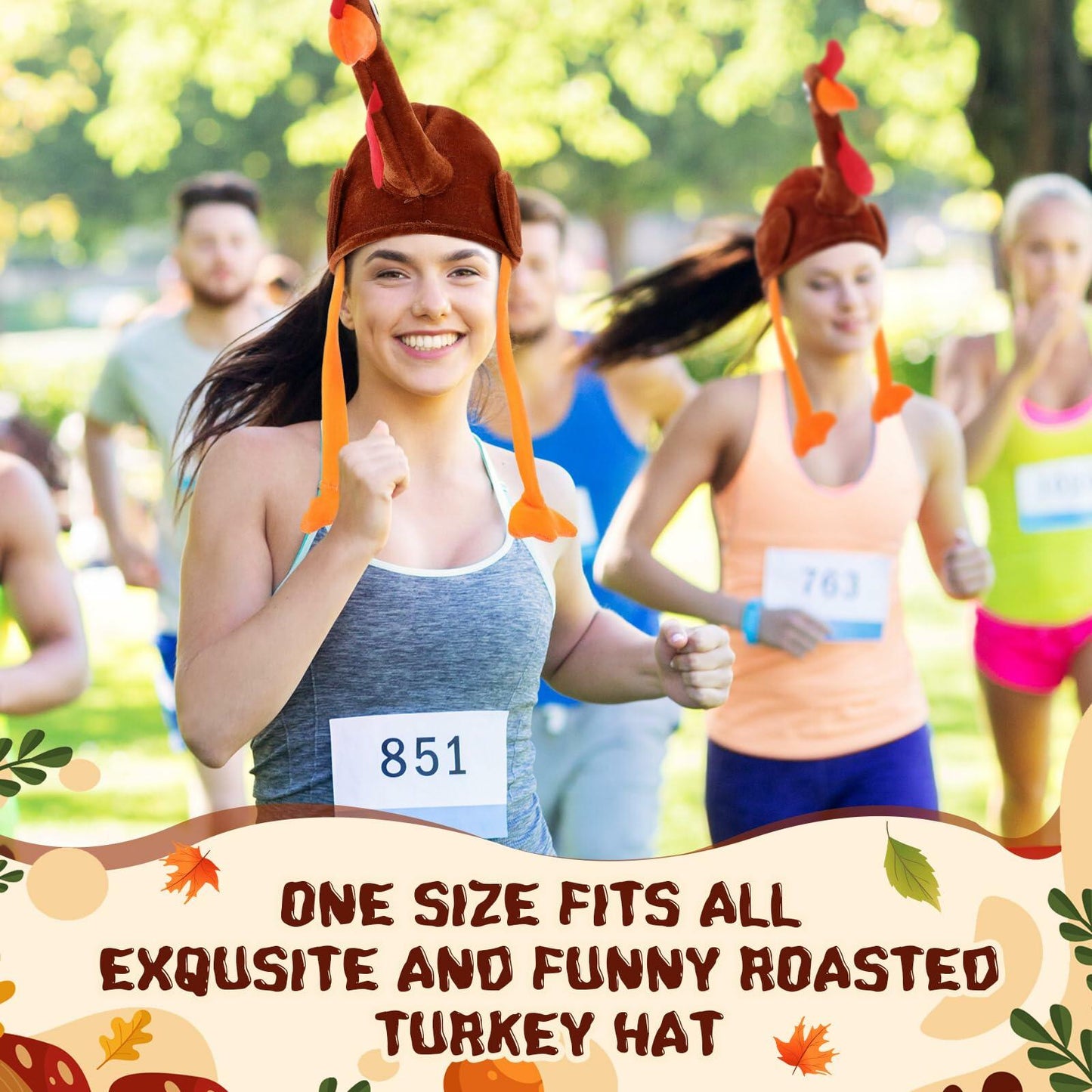 Jamntower 2Pcs Thanksgiving Turkey Hat Adults Dark Brown Adjustable Size 60cm