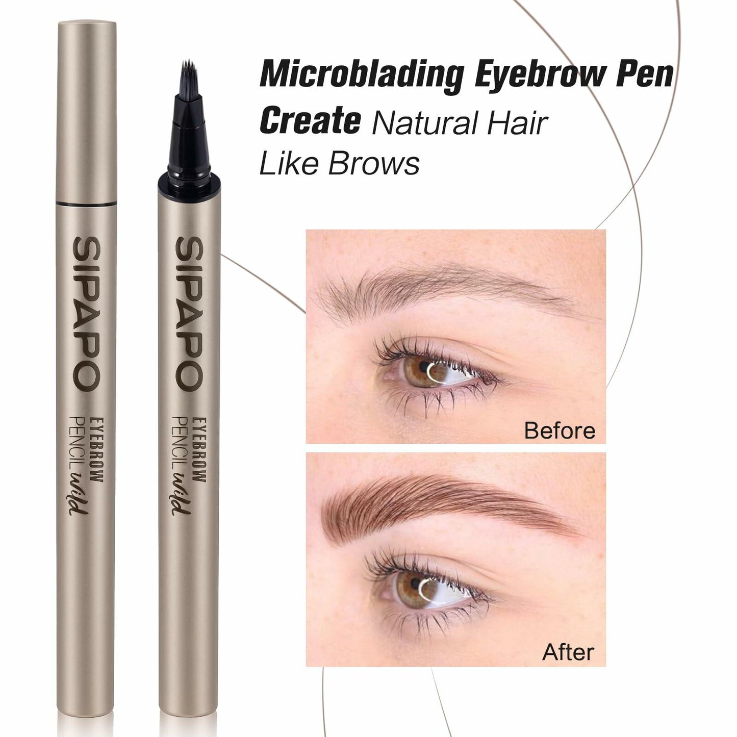 Hegafoo Microblading Brow-Fection Eyebrow Pen Waterproof 0.02oz Honey Tea Brown
