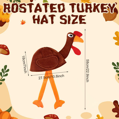 Jamntower 2Pcs Thanksgiving Turkey Hat Adults Dark Brown Adjustable Size 60cm