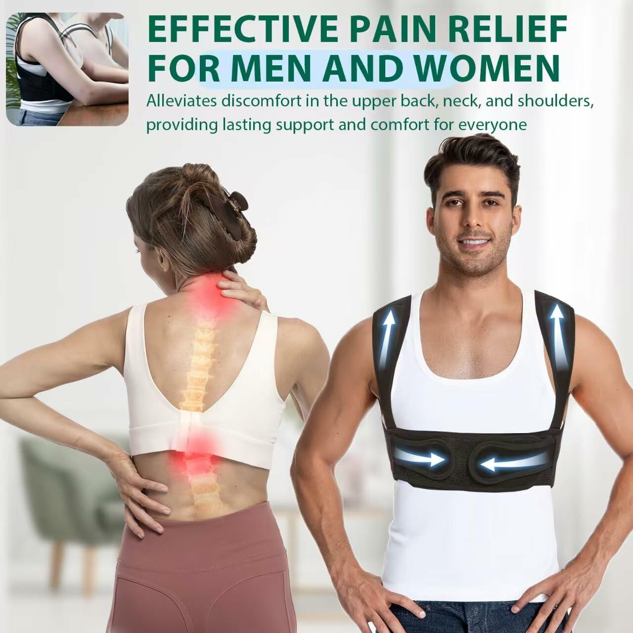 WNIEYO Posture Corrector Back Brace for Men & Women Black X-Large