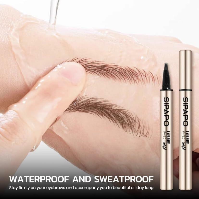 Hegafoo Microblading Brow-Fection Eyebrow Pen Waterproof 0.02oz Honey Tea Brown