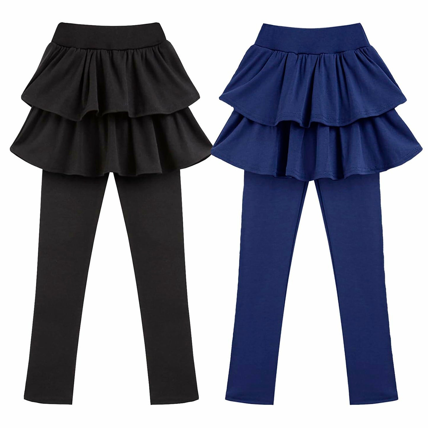 kdoikmu Girls School Uniform Leggings Skirt 2 Pack Black Navy 6-7Y