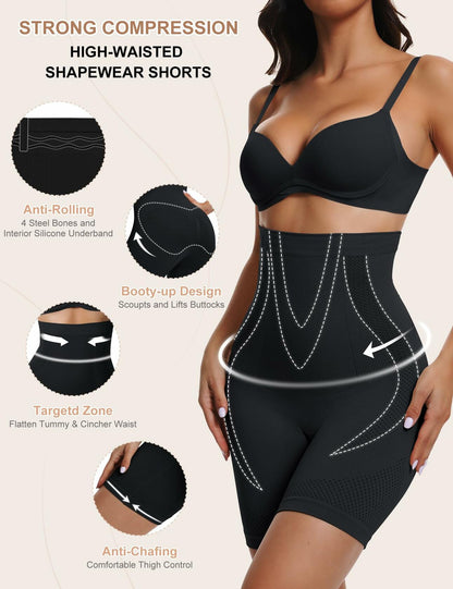 Sarin Mathews Womens High Waisted Tummy Control Shapewear Shorts Black Size XS-S