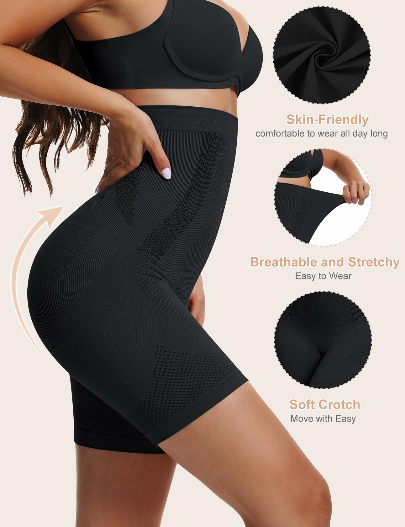 Sarin Mathews Womens High Waisted Tummy Control Shapewear Shorts Black Size XS-S