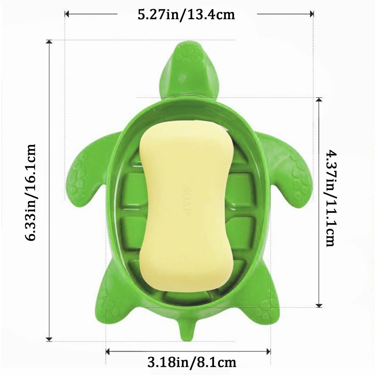 2 Pack Tortoise Soap Dishes Soap Holder with Drain Green Bathroom Kitchen