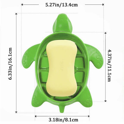 2 Pack Tortoise Soap Dishes Soap Holder with Drain Green Bathroom Kitchen