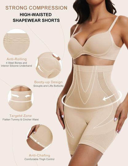 Sarin Mathews Womens High Waisted Tummy Control Shapewear Shorts Black&Nude  M-L