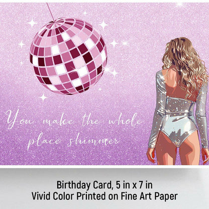 GIFTSFARM Birthday Card for Girls Women Purple Stars Music Theme