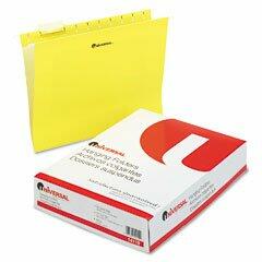 Universal Hanging File Folders 1/5 Tab Letter Yellow 25/Box Case of 8
