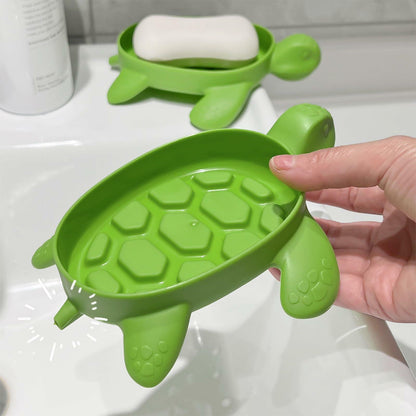 2 Pack Tortoise Soap Dishes Soap Holder with Drain Green Bathroom Kitchen