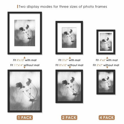 YiTanli Glass Collage Picture Frames 7 Pack Multi Sizes 11x14 8x10 5x7 Black