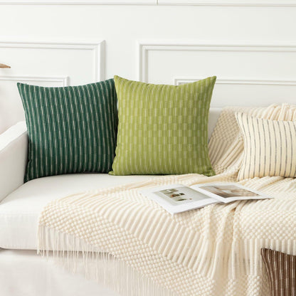 K KEVIN TEXTILE Boho Woven 18x18 Pillow Covers Set of 2 Dark Green