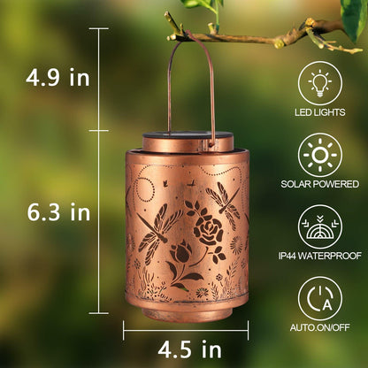 Tepaken 2 Pack Solar Lanterns Outdoor Waterproof Metal Hanging LED Mushroom