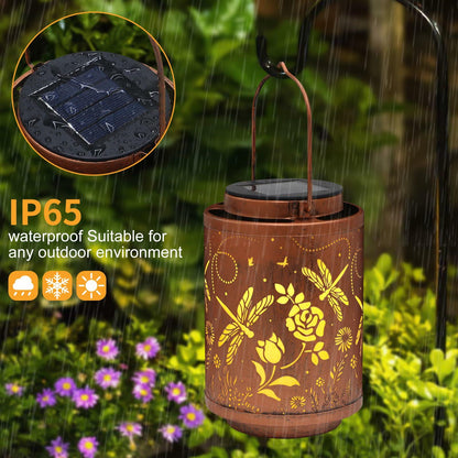 Tepaken 2 Pack Solar Lanterns Outdoor Waterproof Metal Hanging LED Mushroom