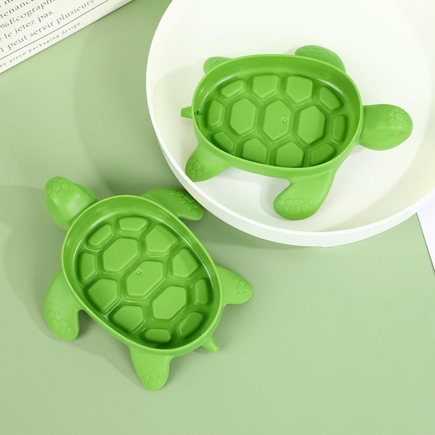 2 Pack Tortoise Soap Dishes Soap Holder with Drain Green Bathroom Kitchen