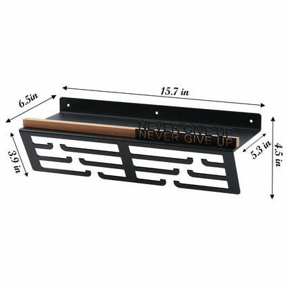 Datoua Medal Hanger Display & Trophy Shelf Combo 5.3" Deep Metal Black