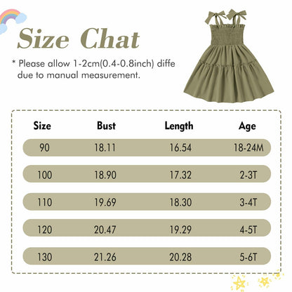 Neutocd Toddler Girls Sleeveless Summer Dress Solid Green Size 5-6 Years